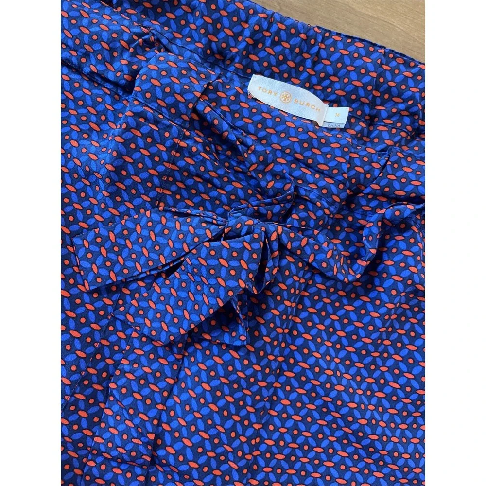 Tory Burch 100% Silk Ocho Rios Talia PJ Pants Women M Relaxed Geometric